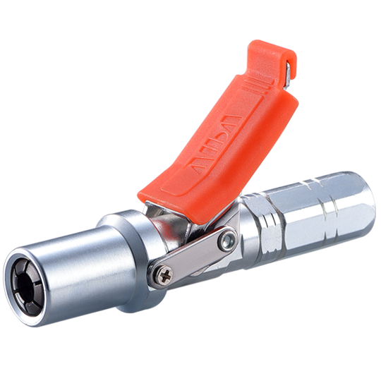 LeverLite™ Quick Release Grease Coupler w/ Hose Swivel ( One-piece integrated six-jaw design )