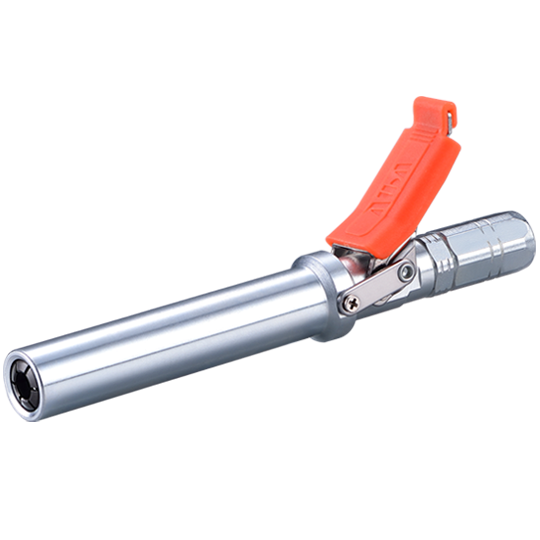 LeverLite™ Long Nose Quick Release Grease Coupler w/ Hose Swivel ( One-piece integrated six-jaw design )